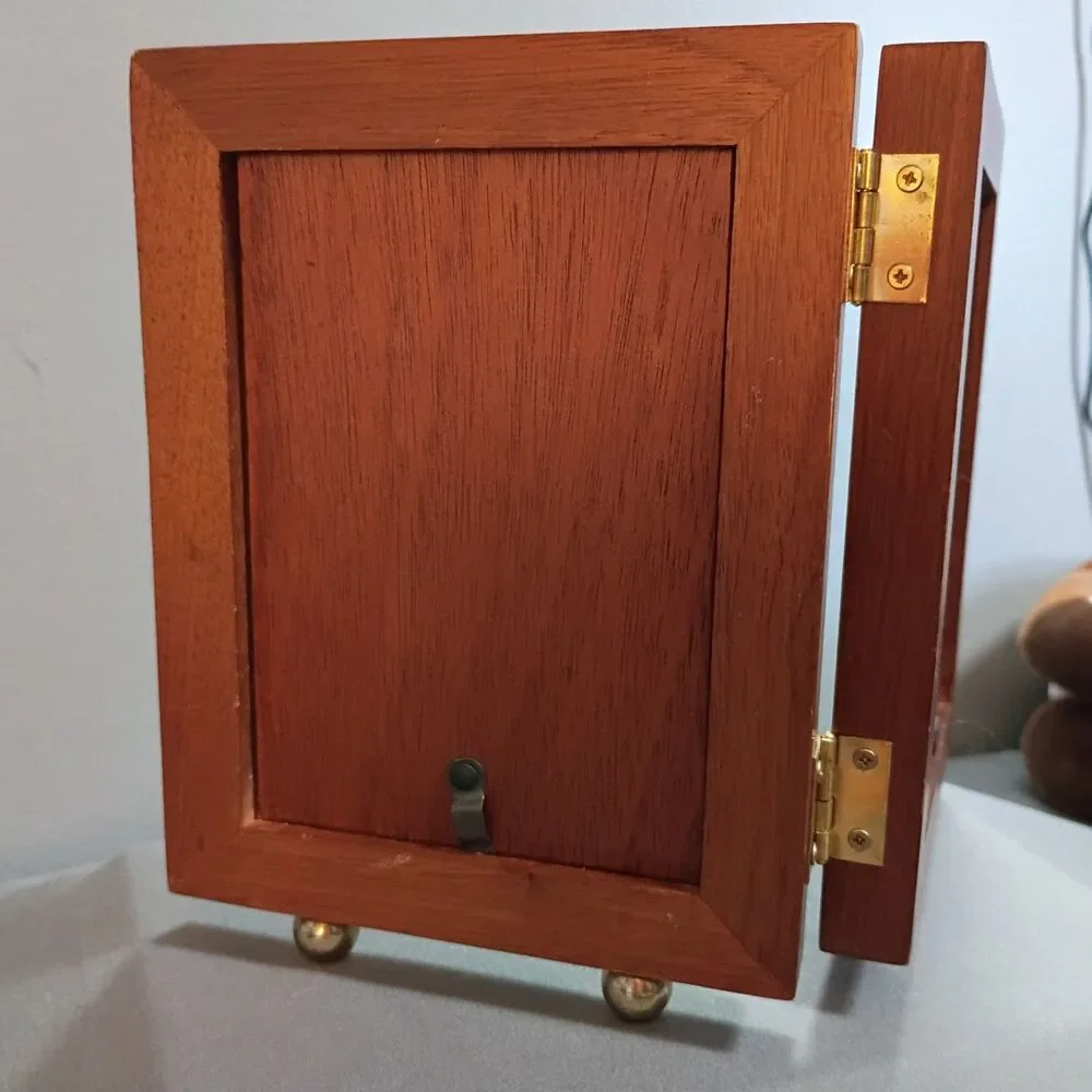 Picture Frame Hinged Wood Double 3.5x5 Folding Display Gold Plated Accents